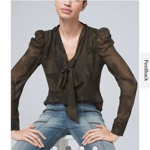 White House Black Market Camo Blouse Size XS